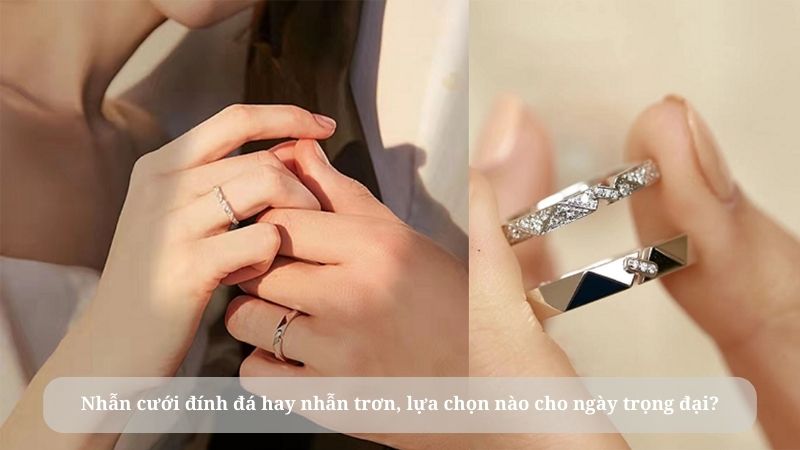 nhẫn cưới đính đá
